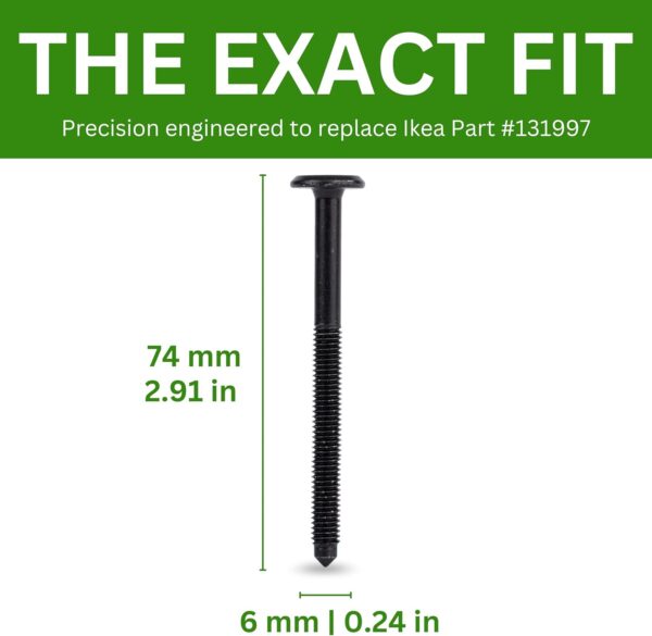 Spare Hardware Parts Replacement for IKEA Furniture Screw Metric Head Cap PF6S Screw - Part #131997 | Joint Connector Bolt M6.0-1.0×70+4/46-48mm with 4mm Hex Recess | Pack of 6