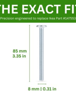 Spare Hardware Parts Replacement for IKEA Furniture Screw Metric Head Cap PF6S Screw - Part #147553 | Joint Connector Bolt M8.0-1.25×85 Full Thread with 5mm Hex Recess | Pack of 4