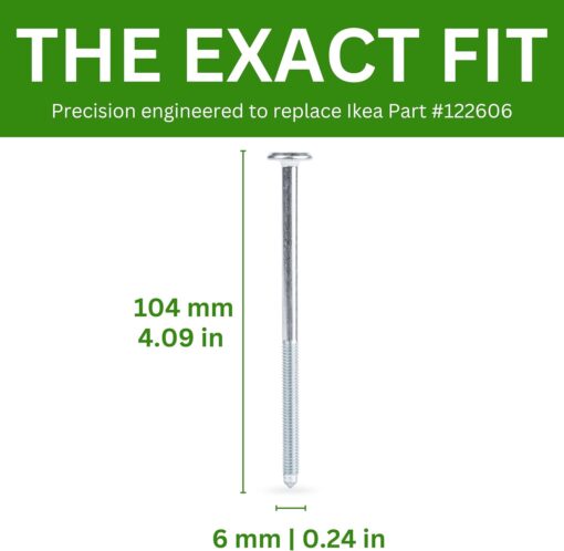 Spare Hardware Parts Replacement for IKEA Furniture Screw Metric Head Cap PF6S Screw - Part #122606 | Joint Connector Bolt M6.0-1.0×100+4/46-48mm with 4mm Hex Recess | Pack of 4 - Image 3