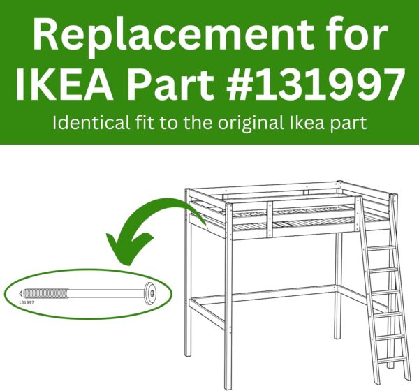 Spare Hardware Parts Replacement for IKEA Furniture Screw Metric Head Cap PF6S Screw - Part #131997 | Joint Connector Bolt M6.0-1.0×70+4/46-48mm with 4mm Hex Recess | Pack of 6 - Image 7