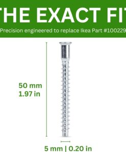 Spare Hardware Parts Replacement for IKEA Furniture Assembly Screw - Part #100229 | Confirmat Screw M5.0-2.2×50/39-40mm with 3mm Hex Recess | Pack of 24
