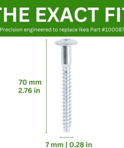 Spare Hardware Parts Replacement for IKEA Assembly Screw C6S - Part #130915 | Confirmat Screw M7.0-2.4×35/30.5-33mm with 4mm Hex Recess | Pack of 8