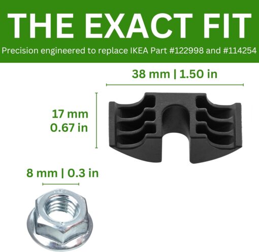 Spare Hardware Parts MALM Bed Frame Crescent Nut and Small Nut Pack (Replacement for IKEA Part #122998 + 114254) (Pack of 4) - Image 2