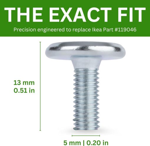 Spare Hardware Parts Replacement for IKEA Furniture Screw Metric Head Cap PF6S Screw - Part #119046 | Joint Connector Bolt M5.0-0.8×13 with 4mm Hex Recess| Pack of 8