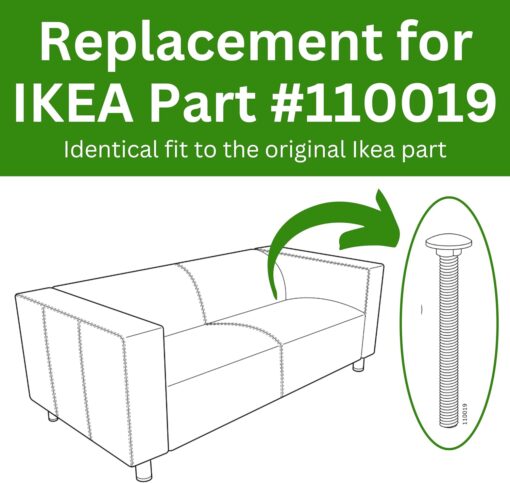 Spare Hardware Parts Replacement for IKEA Furniture Euro Screw Metric Coach Bolt MVBF Screw - Part #110019 | Carriage Bolt M8.0-1.25×80 Full Thread | Pack of 4  Industrial & Scientific - Image 2