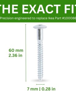 Spare Hardware Parts Replacement for IKEA Assembly Screw C6S - Part #100086 | Confirmat Screw M7.0-2.4×60/43-45mm with 4mm Hex Recess | Pack of 8  Tools & Home Improvement