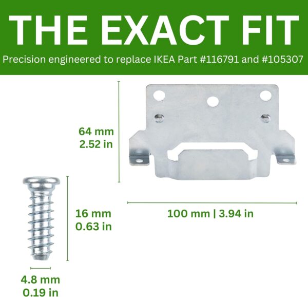 Spare Hardware Parts Replacement for IKEA Bed Frame Part 116791 (Mounting Plate) and 105307 (Screws) - Image 2