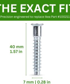 Spare Hardware Parts Replacement for IKEA Furniture Assembly Screw - Part #100217 | Confirmat Screw M7.0-2.4×30/16-18mm with 4mm Hex Recess | Pack of 12