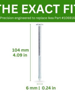 Spare Hardware Parts Replacement for IKEA Furniture Screw Metric Head Cap PF6S Screw - Part #106916 | Machine Screw M6.0-1.0×100+4/46-48mm with 4mm Hex Recess | Pack of 4