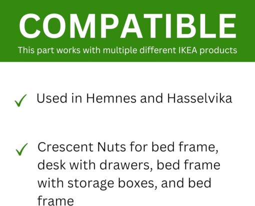 Spare Hardware Parts Bed Frame Crescent Nut for HEMNES (Replacement for IKEA Part #102335) (Pack of 4) - Image 6