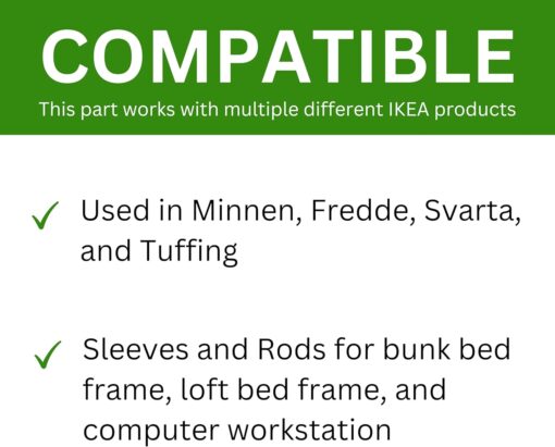 Spare Hardware Parts Bed Frame Set, Long Round Coupling Nut Sleeve and Threaded Rod (Replacement for IKEA Part #106986 + 100013) (Pack of 4 Each) - Image 3