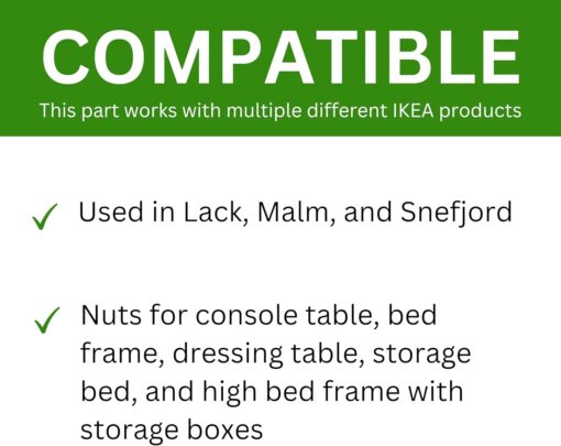 Spare Hardware Parts MALM Bed Frame Crescent Nut and Small Nut Pack (Replacement for IKEA Part #122998 + 114254) (Pack of 4) - Image 3