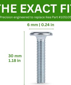 Spare Hardware Parts Replacement for IKEA Furniture Screw Metric Head Cap PF6S Screw - Part #105105 | Joint Connector Bolt M6.0-1.0×30 Full Thread with 4mm Hex Recess | Pack of 8