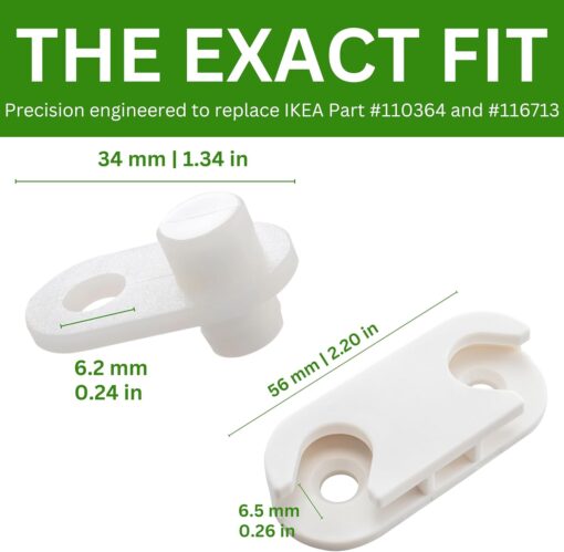 Spare Hardware Parts HEMNES Shoe Cabinet Parts Replacement for IKEA Part #110364 and #116713 (Pack of 4 Each)