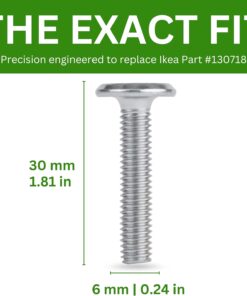 Spare Hardware Parts Replacement for IKEA Furniture Screw Metric Head Cap PF6S Screw - Part #130718 | Joint Connector Bolt M6.0-1.0×30 Full Thread with 4mm Hex Recess | Pack of 16