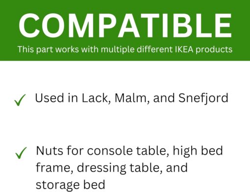 Spare Hardware Parts Bed Frame, Table Nut (Replacement for IKEA Part #114254) (Pack of 4) - Image 3