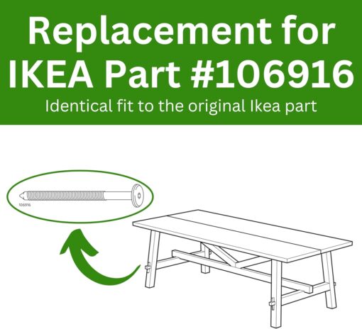 Spare Hardware Parts Replacement for IKEA Furniture Screw Metric Head Cap PF6S Screw - Part #106916 | Machine Screw M6.0-1.0×100+4/46-48mm with 4mm Hex Recess | Pack of 4 - Image 2