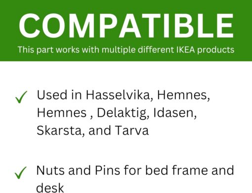 Spare Hardware Parts HEMNES Bed Frame Crescent Nut, Threaded Pin and Nut (Replacement for IKEA Part #102335 + 111451 + 104875) (Pack of 4) - Image 4