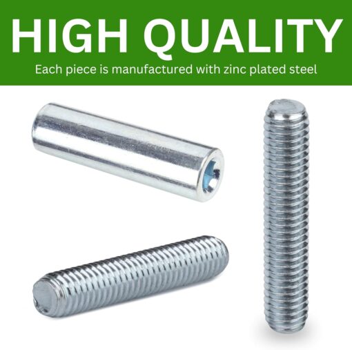 Spare Hardware Parts Bed Frame Set, Long Round Coupling Nut Sleeve and Threaded Rod (Replacement for IKEA Part #106986 + 100013) (Pack of 4 Each) - Image 5