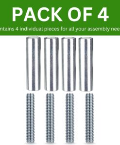 Spare Hardware Parts Bed Frame Set, Long Round Coupling Nut Sleeve and Threaded Rod (Replacement for IKEA Part #106986 + 100013) (Pack of 4 Each)