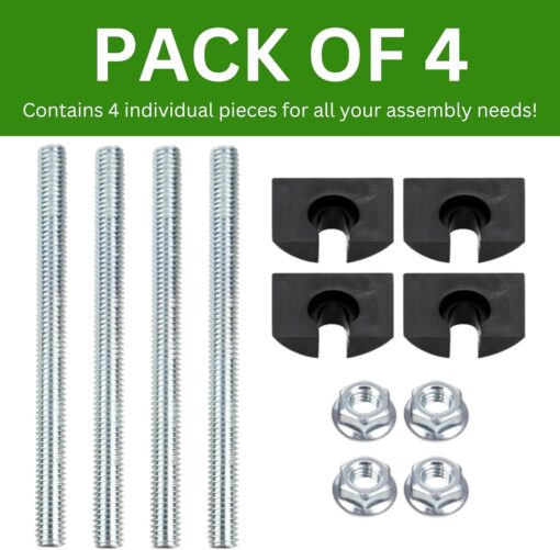 Spare Hardware Parts HEMNES Bed Frame Crescent Nut, Threaded Pin and Nut (Replacement for IKEA Part #102335 + 111451 + 104875) (Pack of 4)