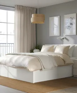 MALM Storage Bed in white, Queen size with under-bed storage